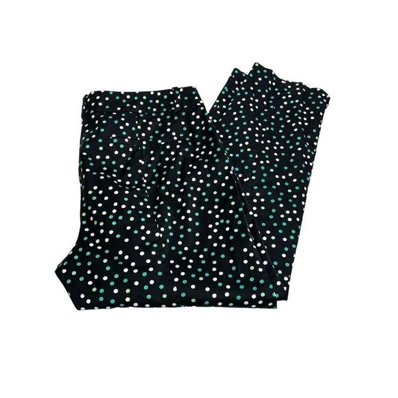 Ann Taylor green and white polka dot ankle pants with black background size 12 - Picture 4 of 13